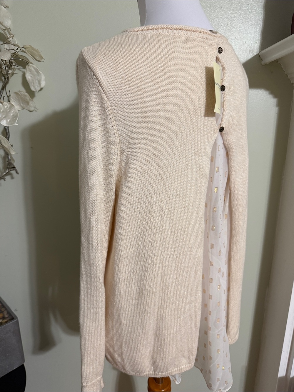 Lucky Brand Cream Cable Front Scoop Neck Sweater - Picture 7 of 8